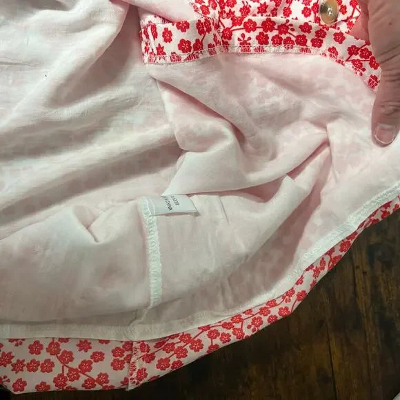 Women's Red Ditsy Floral Button Front Tie Back Dress Size 10 Coquette Cottage - Picture 7 of 8